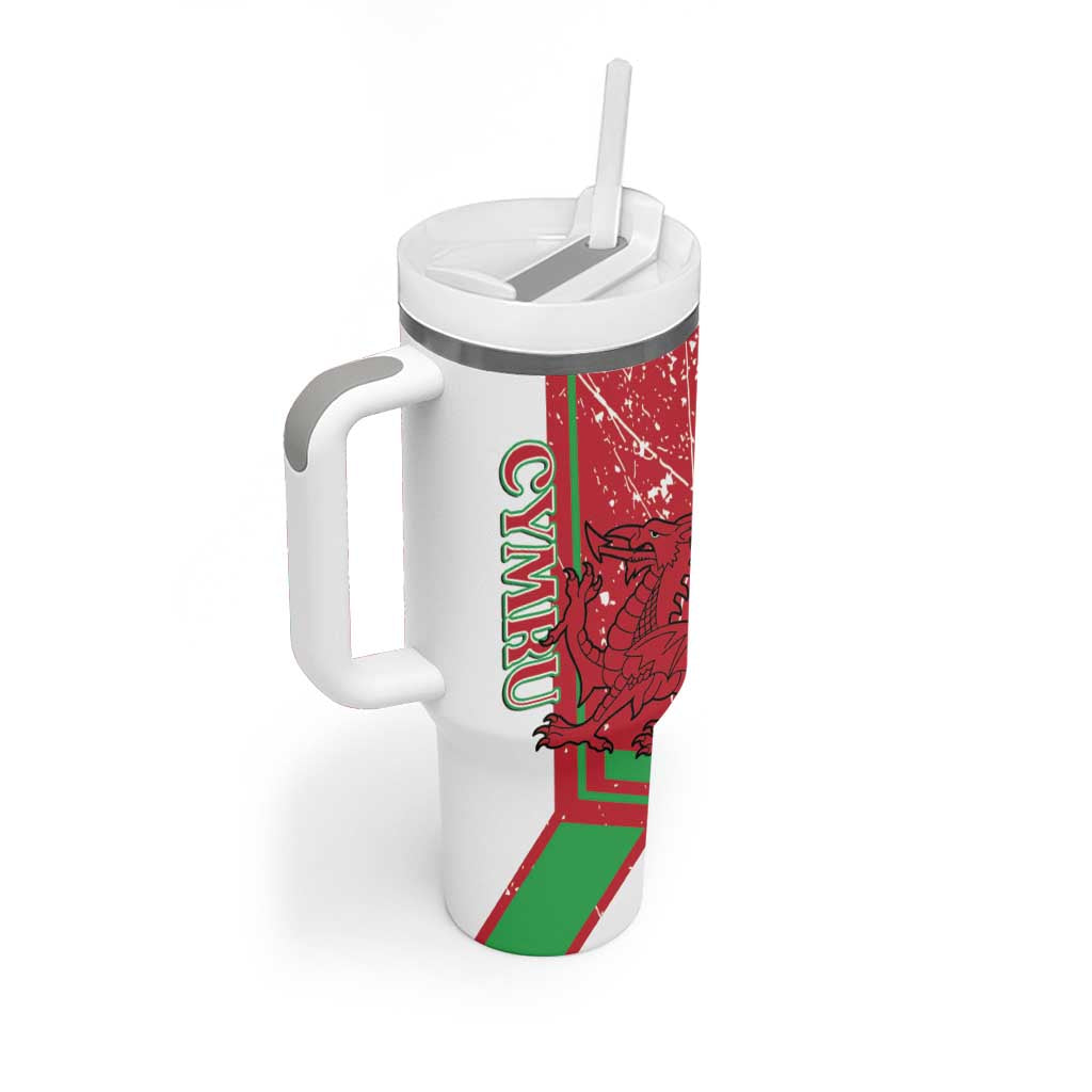 Wales Football Custom Tumbler With Handle 2026 Come On Cymru Grunge Style - Wonder Print Shop