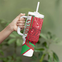 Wales Football Custom Tumbler With Handle 2026 Come On Cymru Grunge Style - Wonder Print Shop