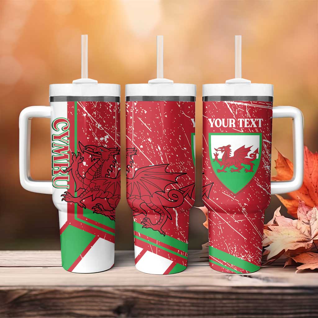 Wales Football Custom Tumbler With Handle 2026 Come On Cymru Grunge Style - Wonder Print Shop