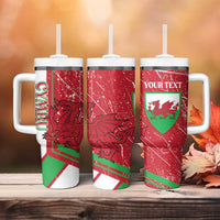 Wales Football Custom Tumbler With Handle 2026 Come On Cymru Grunge Style - Wonder Print Shop