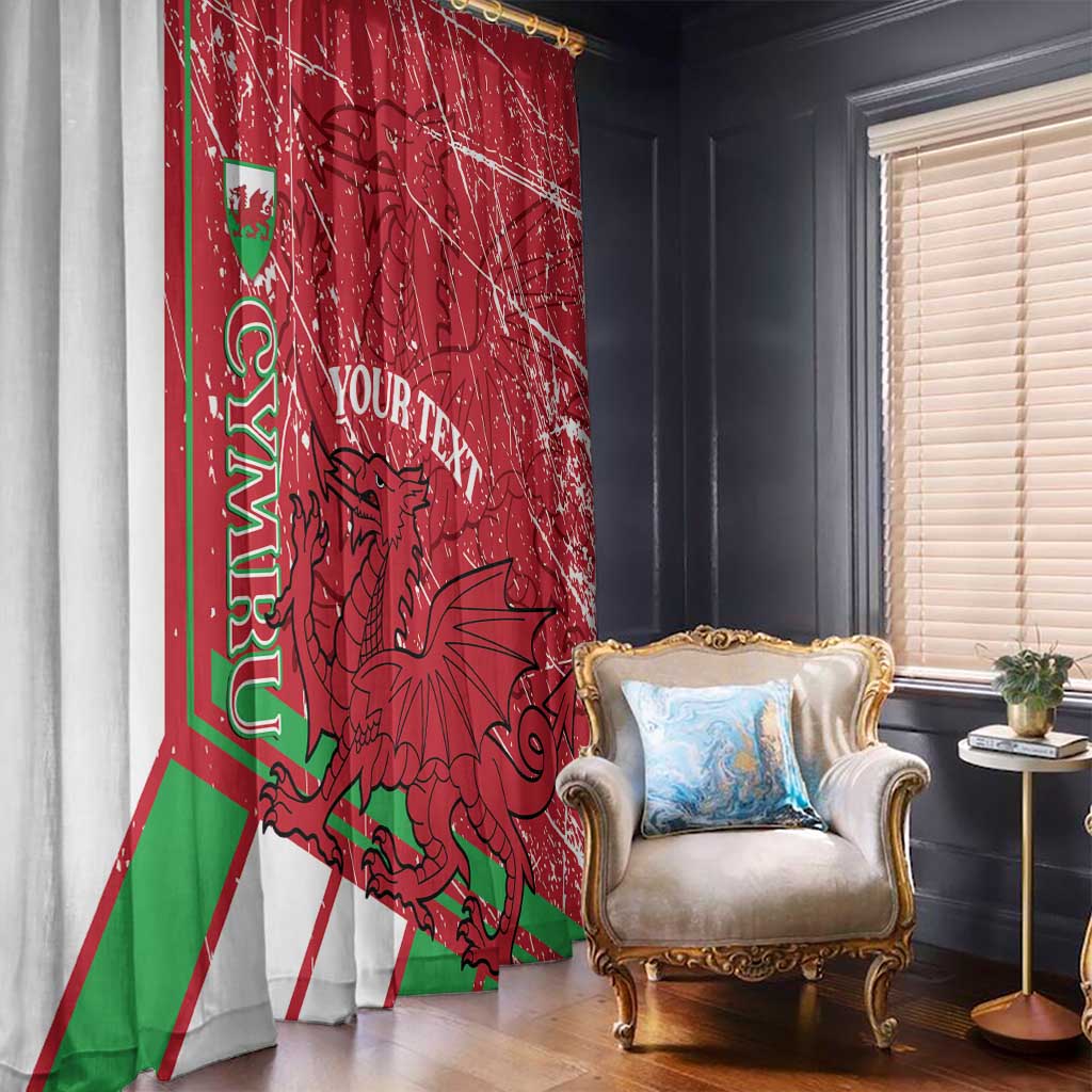 Wales Football Custom Window Curtain 2026 Come On Cymru Grunge Style - Wonder Print Shop