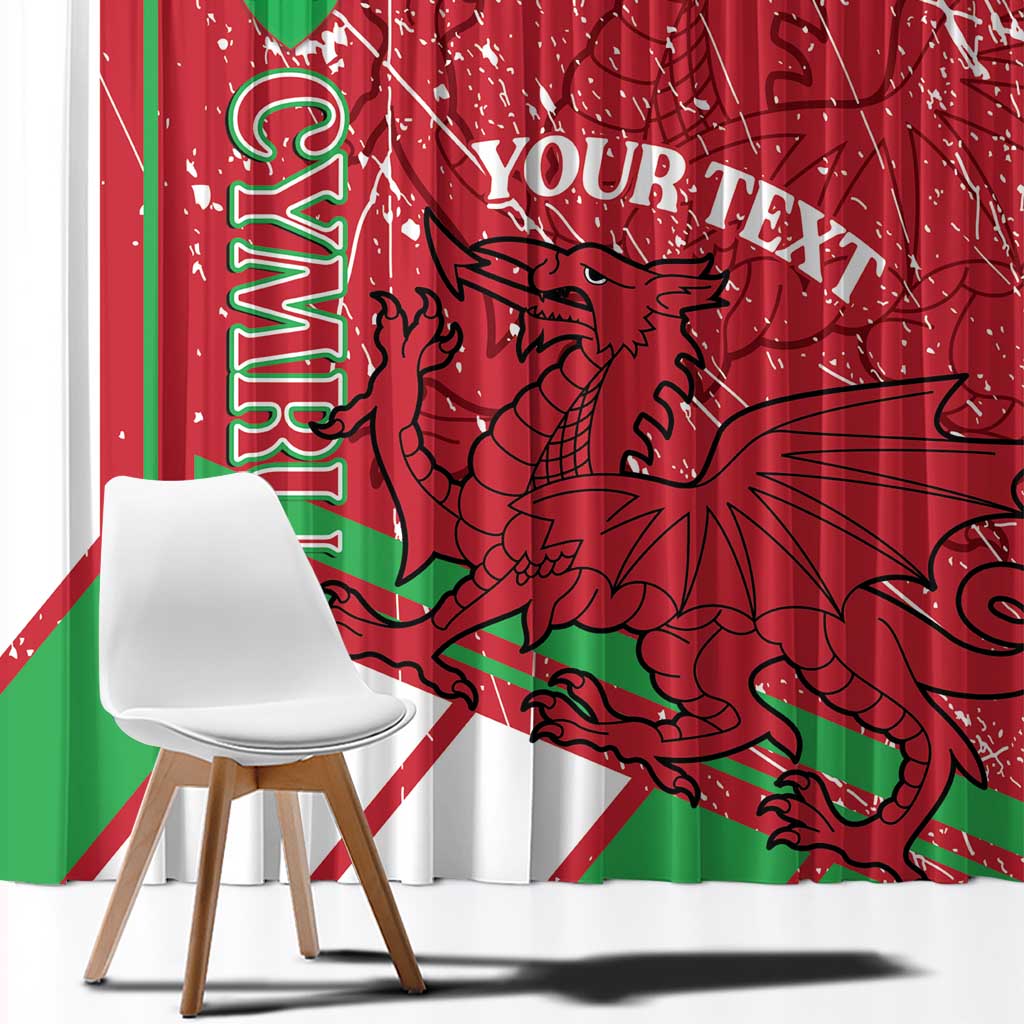 Wales Football Custom Window Curtain 2026 Come On Cymru Grunge Style - Wonder Print Shop