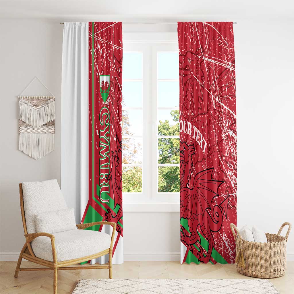 Wales Football Custom Window Curtain 2026 Come On Cymru Grunge Style - Wonder Print Shop