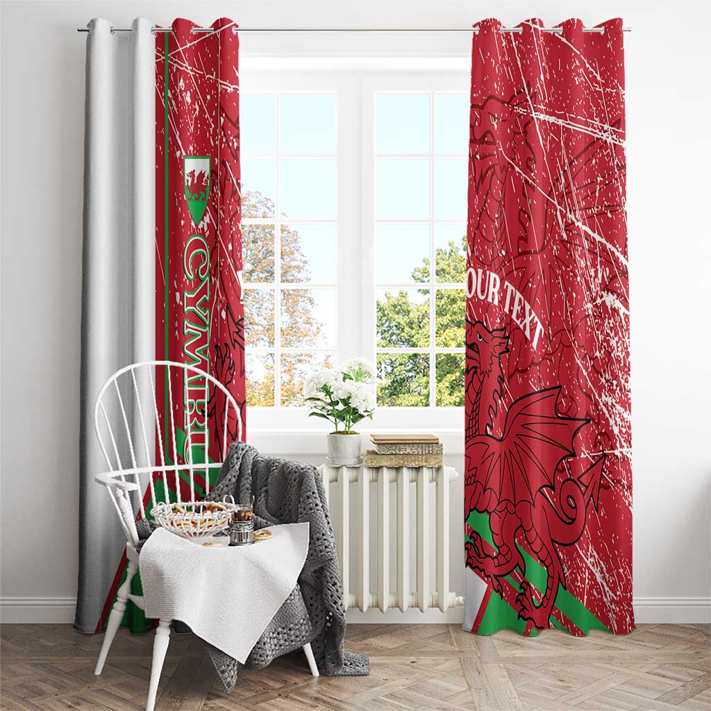 Wales Football Custom Window Curtain 2026 Come On Cymru Grunge Style - Wonder Print Shop