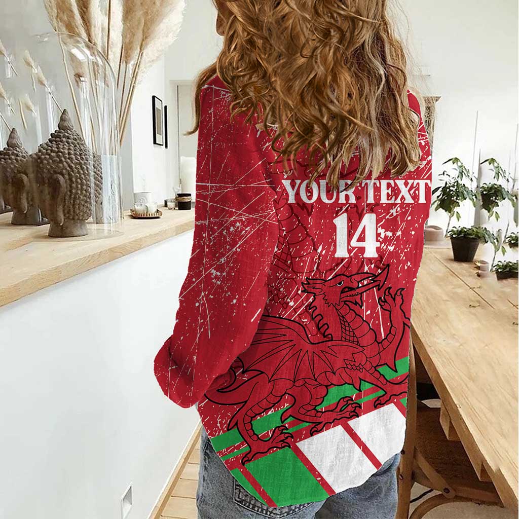 Wales Football Custom Women Casual Shirt 2026 Come On Cymru Grunge Style - Wonder Print Shop