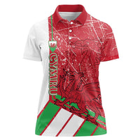Wales Football Custom Women Polo Shirt 2026 Come On Cymru Grunge Style - Wonder Print Shop