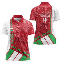 Wales Football Custom Women Polo Shirt 2026 Come On Cymru Grunge Style - Wonder Print Shop