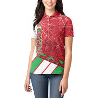 Wales Football Custom Women Polo Shirt 2026 Come On Cymru Grunge Style - Wonder Print Shop