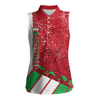 Wales Football Custom Women Sleeveless Polo Shirt 2026 Come On Cymru Grunge Style - Wonder Print Shop