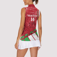 Wales Football Custom Women Sleeveless Polo Shirt 2026 Come On Cymru Grunge Style - Wonder Print Shop
