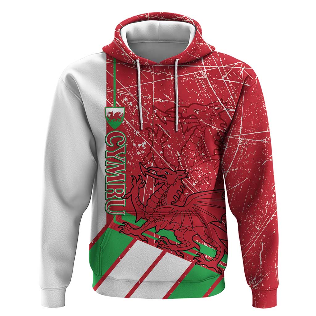 Wales Football Custom Zip Hoodie 2026 Come On Cymru Grunge Style - Wonder Print Shop