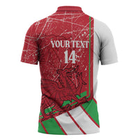 Wales Football Custom Zipper Polo Shirt 2026 Come On Cymru Grunge Style - Wonder Print Shop