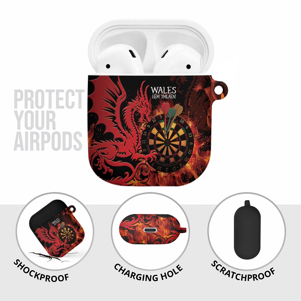 Wales Darts AirPods Case Cymru Dragon Gem Ymlaen Flaming Vibes - Wonder Print Shop