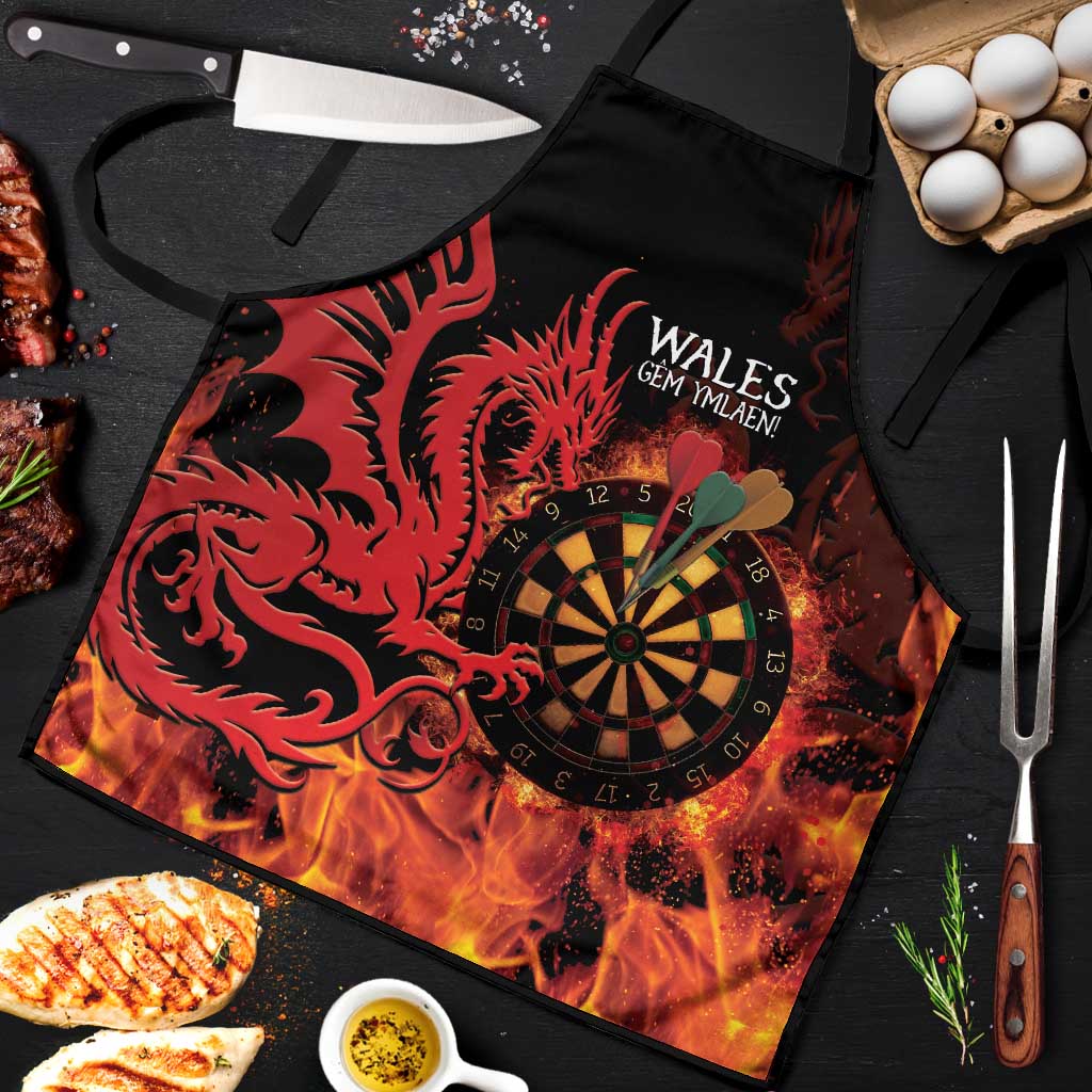 Wales Darts Apron Cymru Dragon Gem Ymlaen Flaming Vibes - Wonder Print Shop