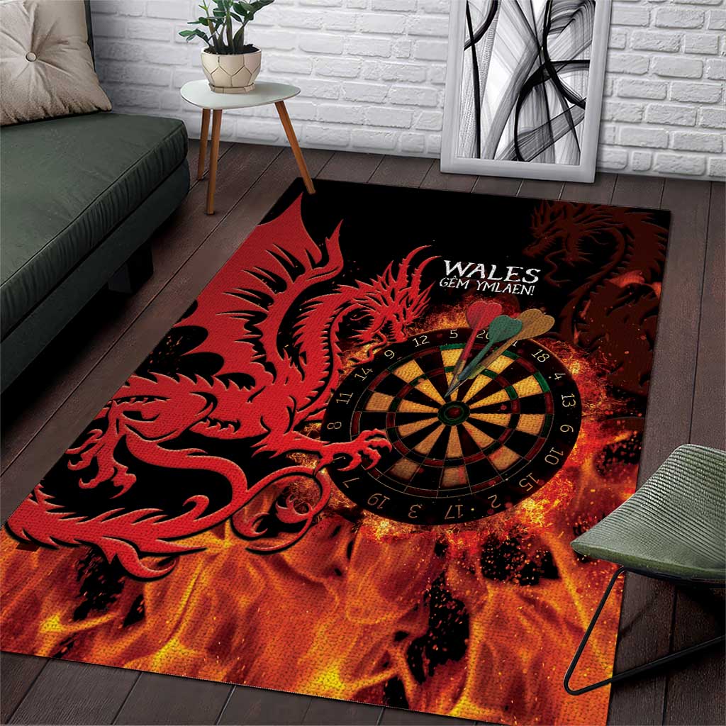 Wales Darts Area Rug Cymru Dragon Gem Ymlaen Flaming Vibes - Wonder Print Shop
