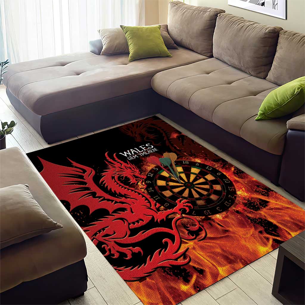 Wales Darts Area Rug Cymru Dragon Gem Ymlaen Flaming Vibes - Wonder Print Shop