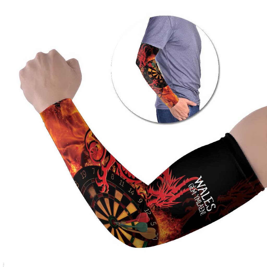 Wales Darts Arm Sleeves Cymru Dragon Gem Ymlaen Flaming Vibes - Wonder Print Shop