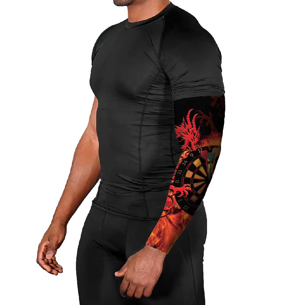 Wales Darts Arm Sleeves Cymru Dragon Gem Ymlaen Flaming Vibes - Wonder Print Shop