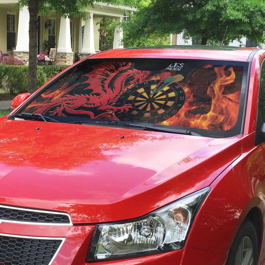 Wales Darts Auto Sun Shade Cymru Dragon Gem Ymlaen Flaming Vibes - Wonder Print Shop
