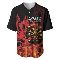 Wales Darts Baseball Jersey Cymru Dragon Gem Ymlaen Flaming Vibes - Wonder Print Shop