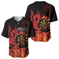 Wales Darts Baseball Jersey Cymru Dragon Gem Ymlaen Flaming Vibes - Wonder Print Shop