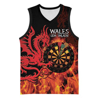 Wales Darts Basketball Jersey Cymru Dragon Gem Ymlaen Flaming Vibes - Wonder Print Shop