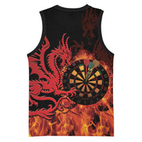 Wales Darts Basketball Jersey Cymru Dragon Gem Ymlaen Flaming Vibes - Wonder Print Shop