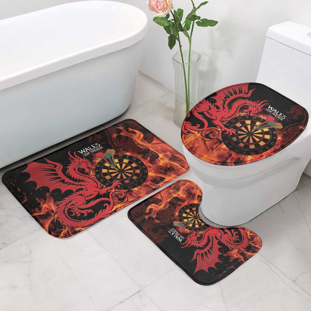 Wales Darts Bathroom Set Cymru Dragon Gem Ymlaen Flaming Vibes - Wonder Print Shop