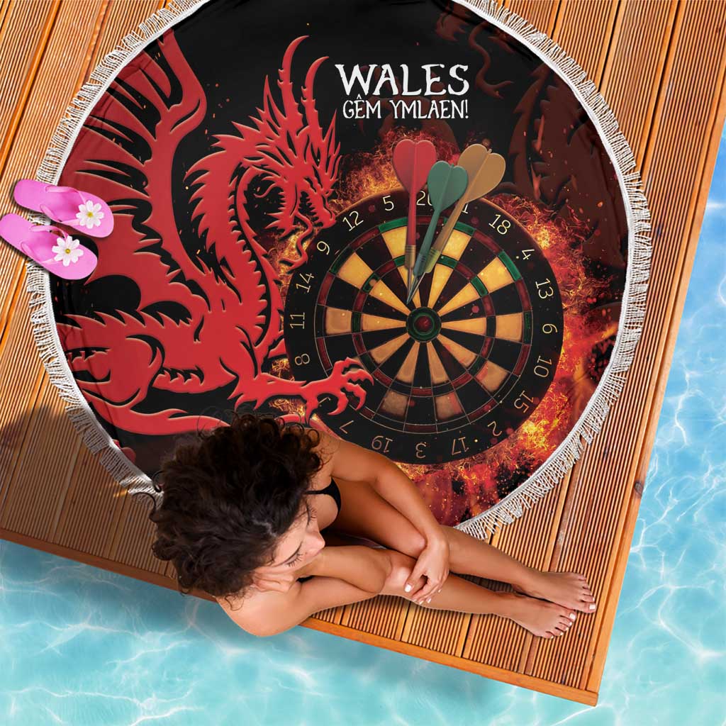 Wales Darts Beach Blanket Cymru Dragon Gem Ymlaen Flaming Vibes - Wonder Print Shop