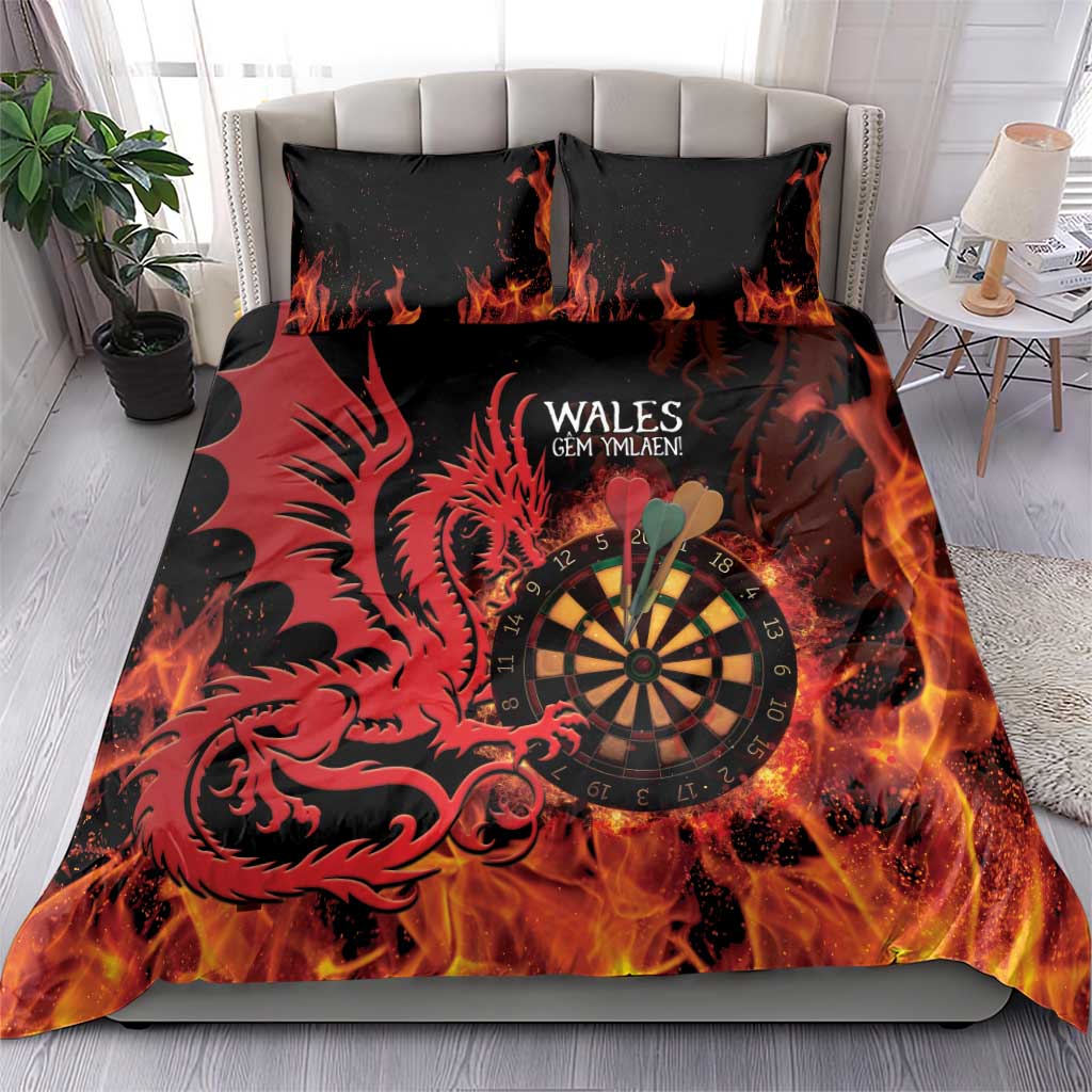 Wales Darts Bedding Set Cymru Dragon Gem Ymlaen Flaming Vibes - Wonder Print Shop