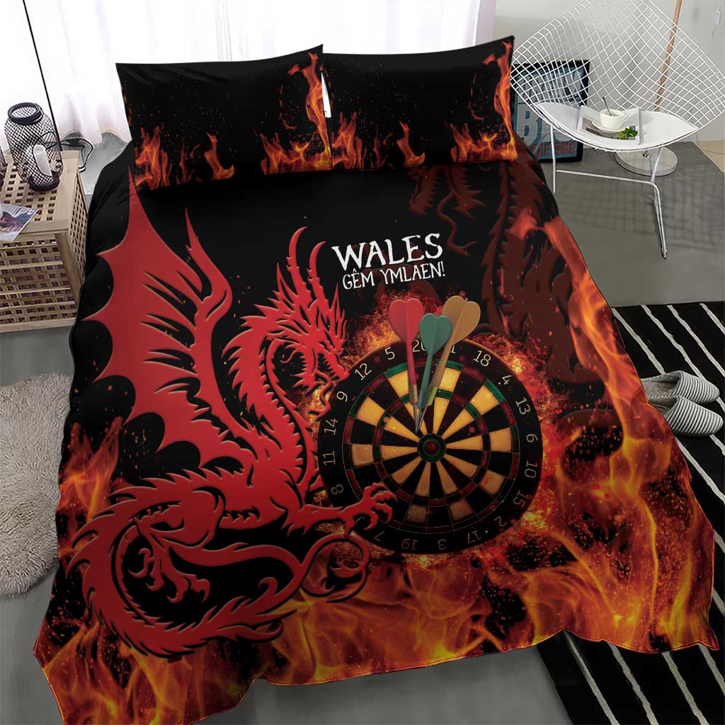 Wales Darts Bedding Set Cymru Dragon Gem Ymlaen Flaming Vibes - Wonder Print Shop