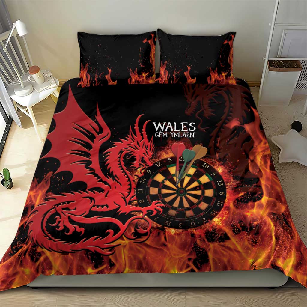 Wales Darts Bedding Set Cymru Dragon Gem Ymlaen Flaming Vibes - Wonder Print Shop
