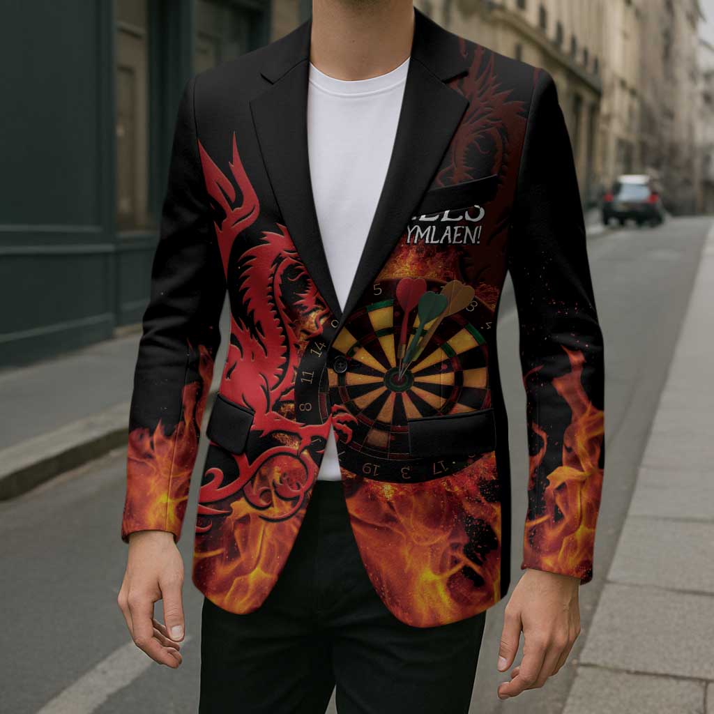 Wales Darts Blazer Cymru Dragon Gem Ymlaen Flaming Vibes - Wonder Print Shop