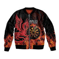Wales Darts Bomber Jacket Cymru Dragon Gem Ymlaen Flaming Vibes - Wonder Print Shop