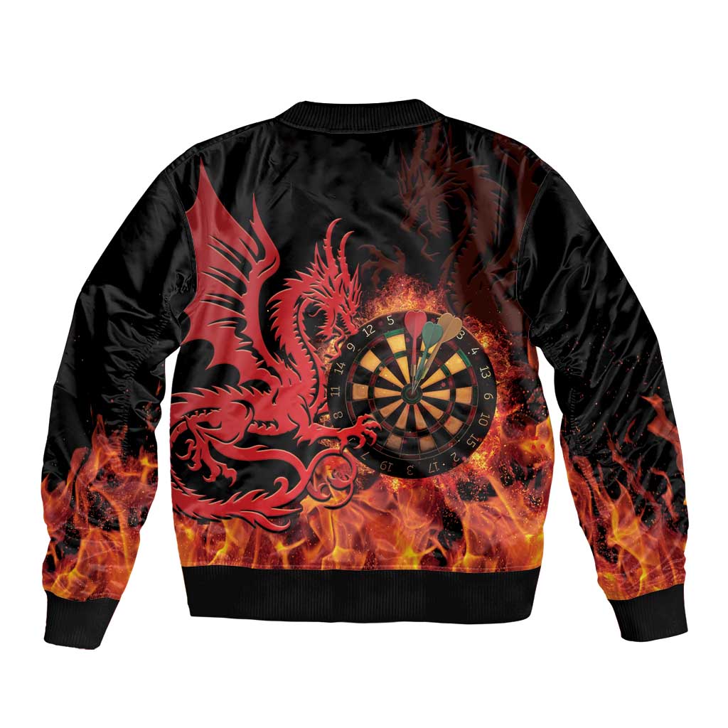 Wales Darts Bomber Jacket Cymru Dragon Gem Ymlaen Flaming Vibes - Wonder Print Shop
