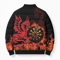 Wales Darts Bomber Puffer Jacket Cymru Dragon Gem Ymlaen Flaming Vibes - Wonder Print Shop