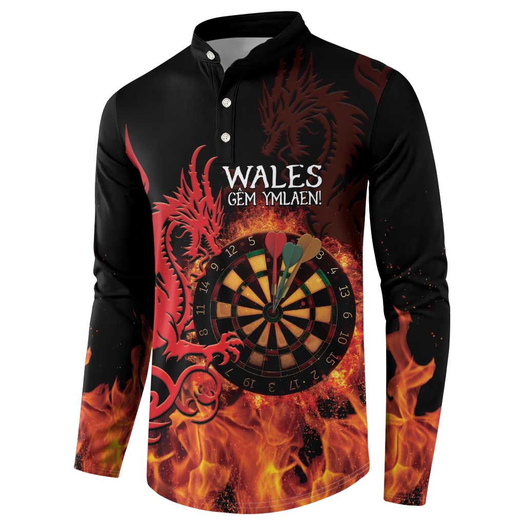 Wales Darts Button Sweatshirt Cymru Dragon Gem Ymlaen Flaming Vibes - Wonder Print Shop