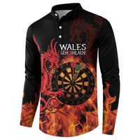 Wales Darts Button Sweatshirt Cymru Dragon Gem Ymlaen Flaming Vibes - Wonder Print Shop