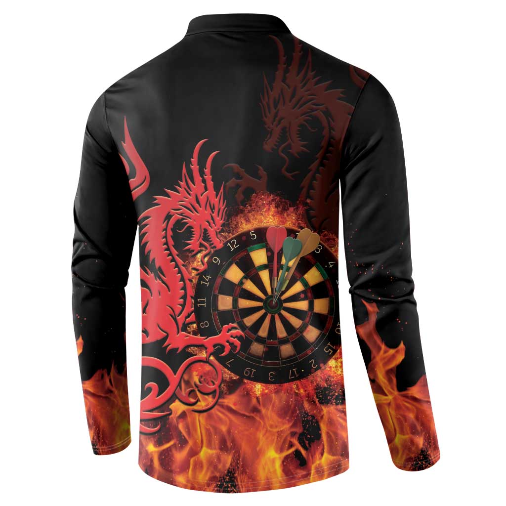 Wales Darts Button Sweatshirt Cymru Dragon Gem Ymlaen Flaming Vibes - Wonder Print Shop