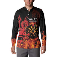 Wales Darts Button Sweatshirt Cymru Dragon Gem Ymlaen Flaming Vibes - Wonder Print Shop