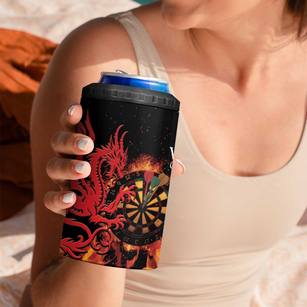 Wales Darts 4 in 1 Can Cooler Tumbler Cymru Dragon Gem Ymlaen Flaming Vibes - Wonder Print Shop