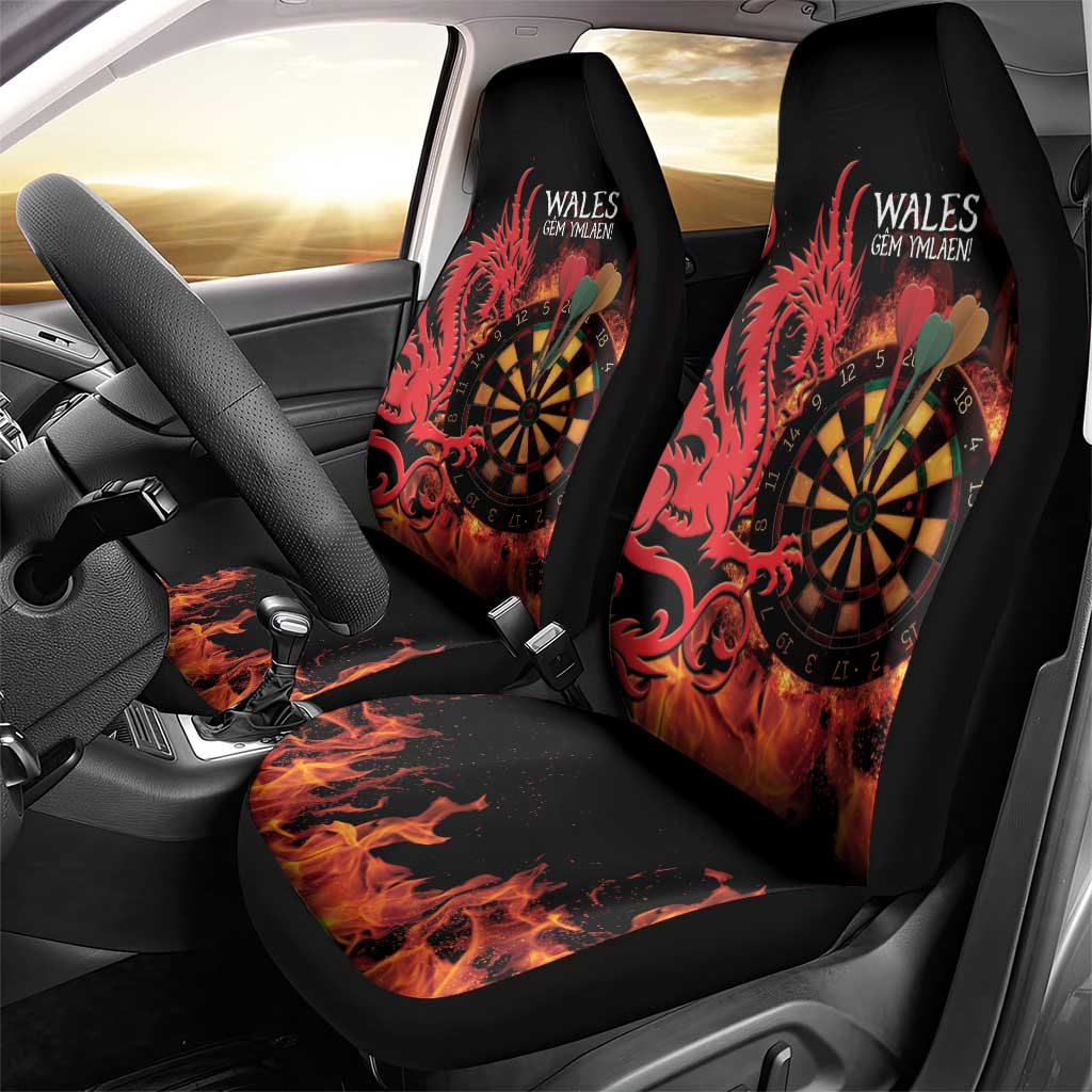 Wales Darts Car Seat Cover Cymru Dragon Gem Ymlaen Flaming Vibes - Wonder Print Shop