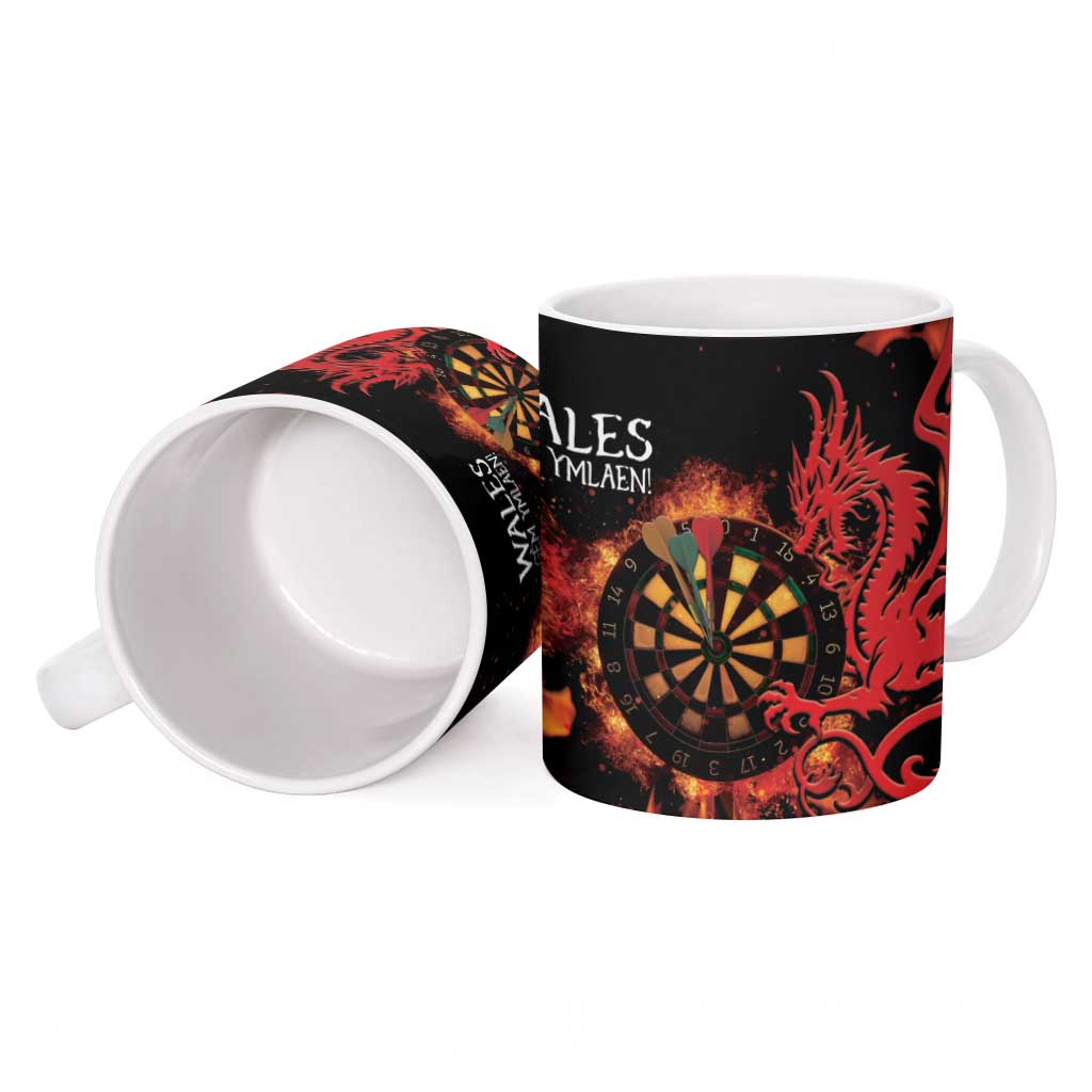 Wales Darts Ceramic Mug Cymru Dragon Gem Ymlaen Flaming Vibes - Wonder Print Shop