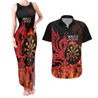 Wales Darts Couples Matching Tank Maxi Dress and Hawaiian Shirt Cymru Dragon Gem Ymlaen Flaming Vibes - Wonder Print Shop