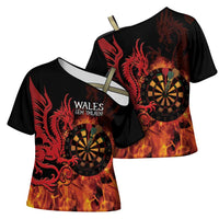 Wales Darts Cross Shoulder Shirt Cymru Dragon Gem Ymlaen Flaming Vibes - Wonder Print Shop
