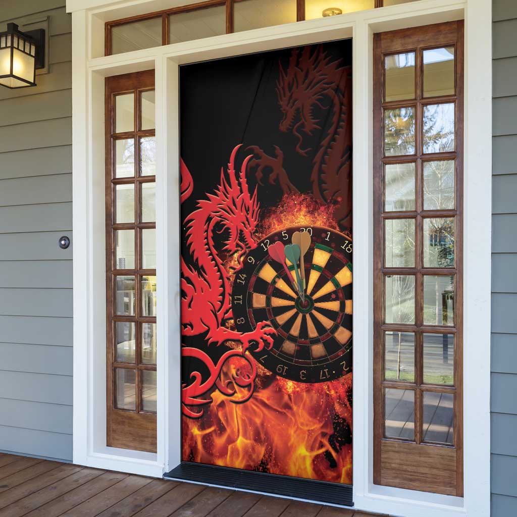Wales Darts Door Cover Cymru Dragon Gem Ymlaen Flaming Vibes - Wonder Print Shop
