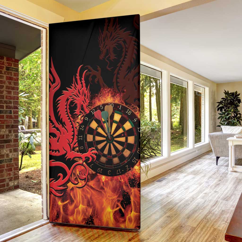 Wales Darts Door Cover Cymru Dragon Gem Ymlaen Flaming Vibes - Wonder Print Shop
