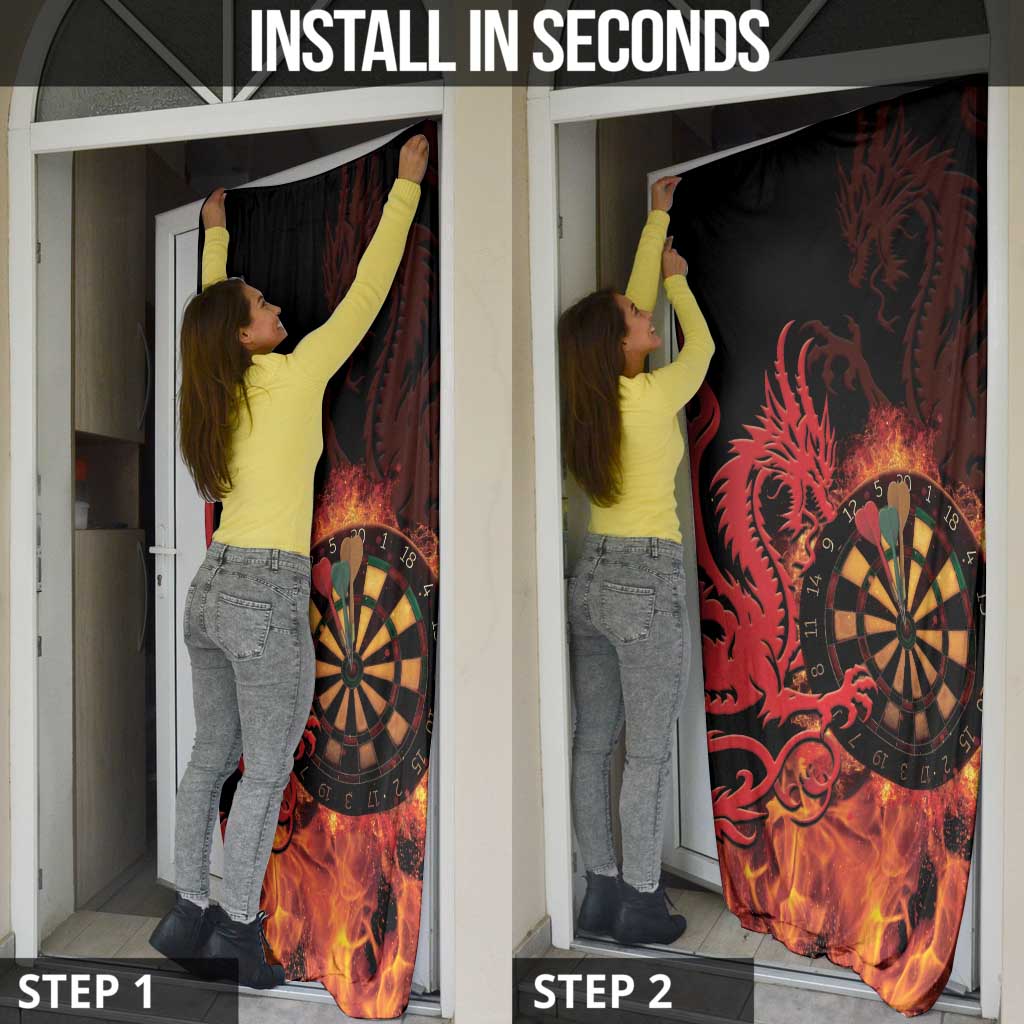 Wales Darts Door Cover Cymru Dragon Gem Ymlaen Flaming Vibes - Wonder Print Shop