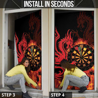 Wales Darts Door Cover Cymru Dragon Gem Ymlaen Flaming Vibes - Wonder Print Shop