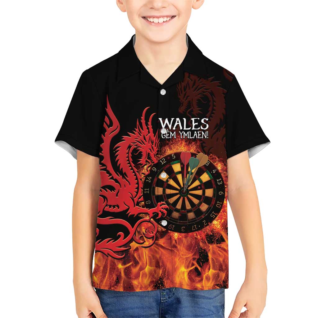 Wales Darts Family Matching Mermaid Dress and Hawaiian Shirt Cymru Dragon Gem Ymlaen Flaming Vibes - Wonder Print Shop